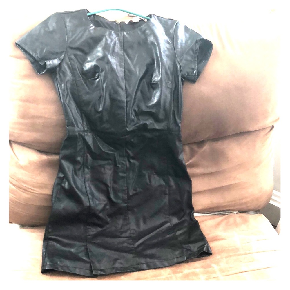 Little leather black dress